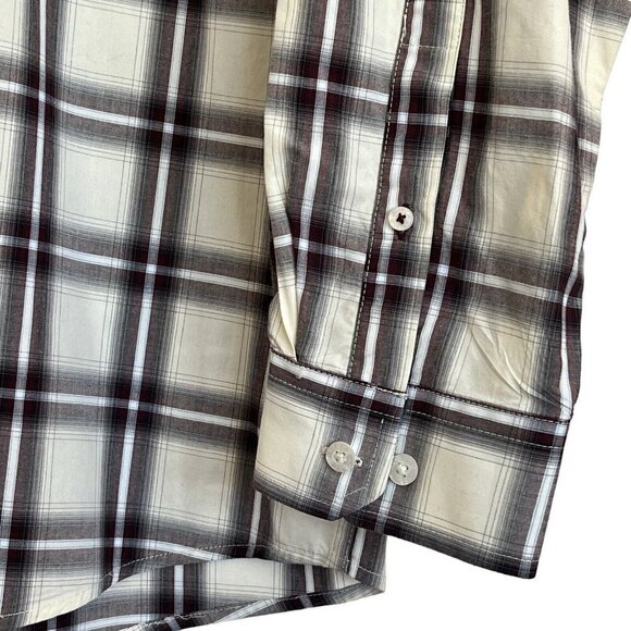 Cinch Mens Large Western Shirt Long Sleeve Button Down Brown Plaid MT10321292 - Picture 9 of 12